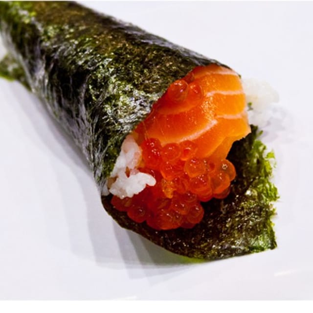 Salmon and Ikura Temaki.