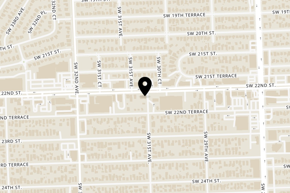 Map showing the location of Sushi Chef Japanese Restaurant & Market on 3100 Coral Way in Miami